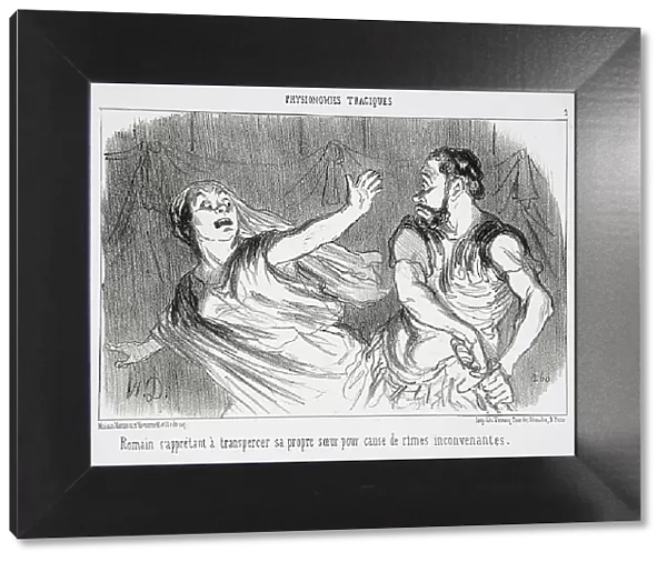 Romain s'apprêtant à transpercer sa propre soeur... 1852. Creator: Honore Daumier