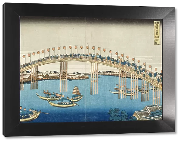 Temma Bridge, Settsu Province, c1835. Creator: Hokusai