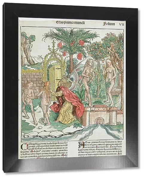 The Fall and Expulsion of Adam and Eve from Paradise, published 1493. Creator: Michael Wolgemut
