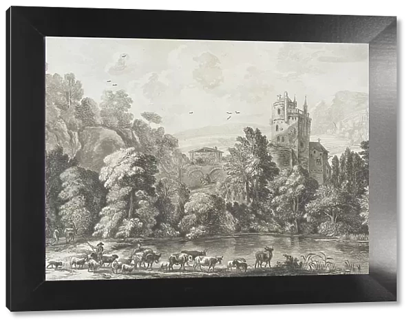 Landscape with Castle and Shepherd Tending Flock, 1704. Creator: Cornelis Ploos van Amstel