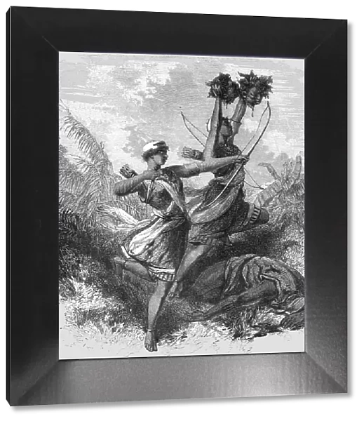 Amazons of Dahomey in Battle; The Kingdom of Dahomey, 1875. Creator: Unknown