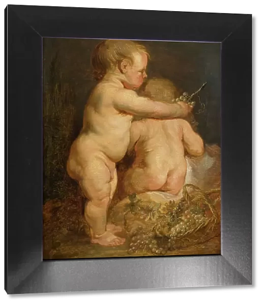Two Naked Children with Grapes, early-mid 17th century. Creator: Workshop of Anthony van Dyck