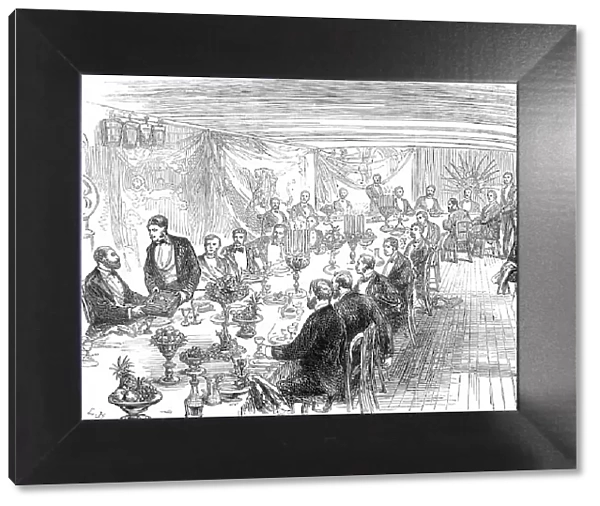 Farewell Dinner given to the Prince of Wales by the officers of the Serapis...1876. Creator: L.B