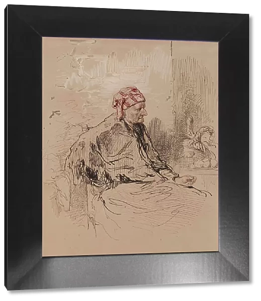 Old Woman in Red Cap, 1852-1866. Creator: Paul Gavarni