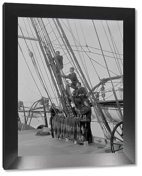 U.S.S. Richmond, 'stand by to lay aloft', between 1890 and 1901. Creator: Unknown. U.S.S. Richmond, 'stand by to lay aloft', between 1890 and 1901. Creator: Unknown