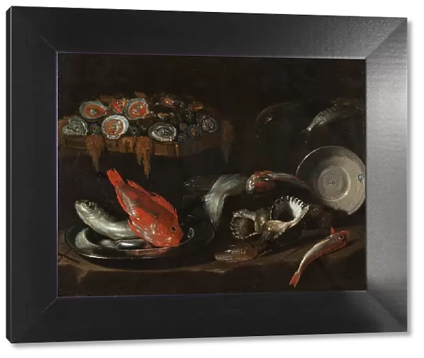 Still Life with Fish and Oysters, 1653. Creator: Giovanni Battista Recco
