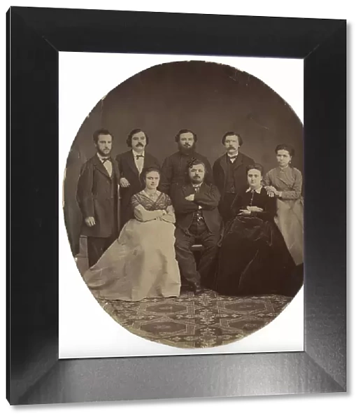 Group photo of Shchegolev brothers with their wives, 1860. Creator: Unknown