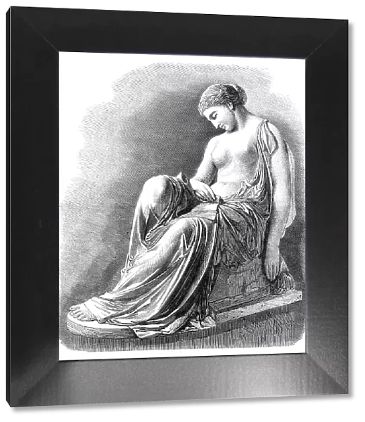 'The Task of Erinna, The Greek Poetess', sculptured by H. S. Leifchild, ...Royal Academy, 1864. Creator: Unknown. 'The Task of Erinna, The Greek Poetess', sculptured by H. S. Leifchild, ...Royal Academy, 1864. Creator: Unknown