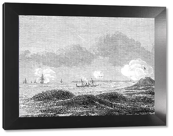 The War in America: Fort Fisher...the British steamer Hansa running the blockade... 1864. Creator: Mason Jackson