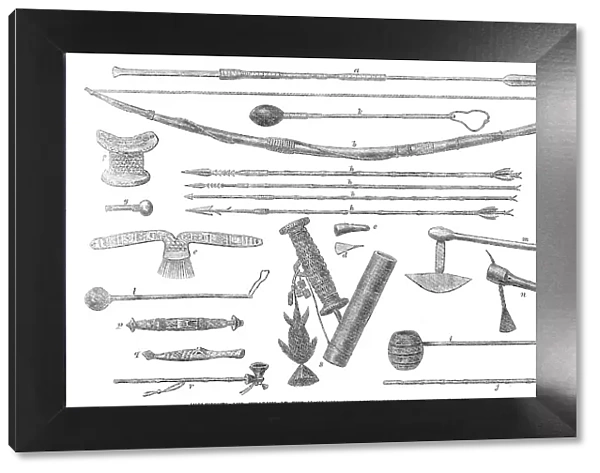 Implements and weapons of the Manganja and Ajawa tribes of the Zambesi Country, in Africa, 1864. Creator: Unknown