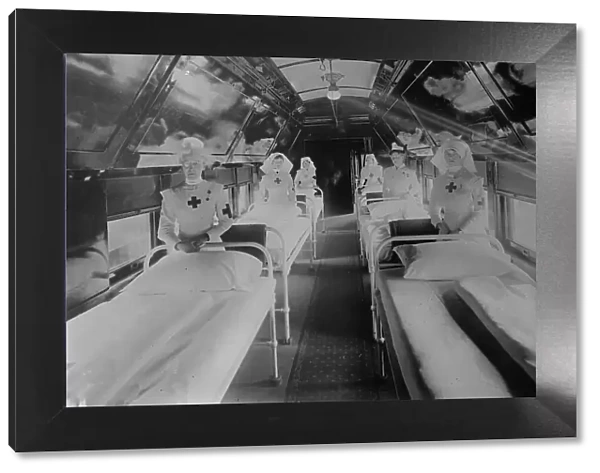 Interior Military Hospital car, C.P.R.'Y, 1917. Creator: Bain News Service