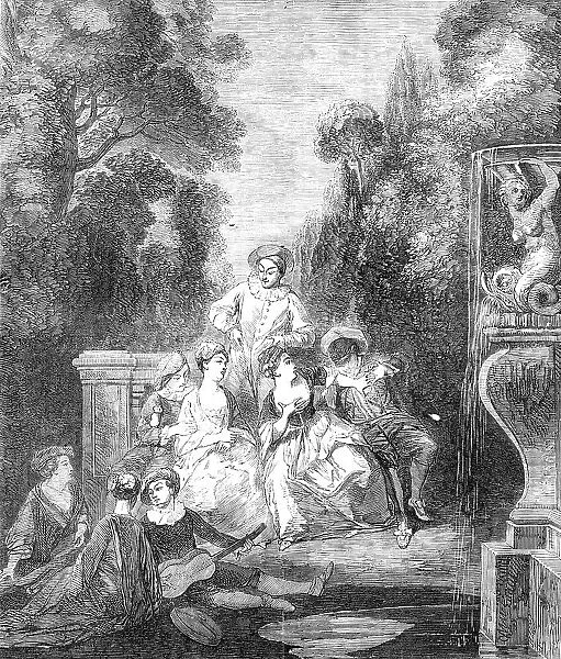 'A Fete Champetre' painted by Watteau, 1857. Creator: Unknown. 'A Fete Champetre' painted by Watteau, 1857. Creator: Unknown