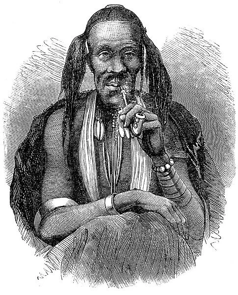 'A kaffir witch doctor, 1864'. Creator: Unknown