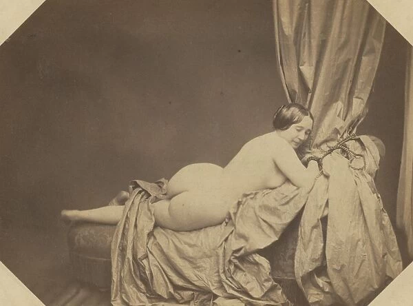 Academic Nude, Reclining on a Sofa, c. 1855. Creator: Auguste Belloc (French, 1801-c