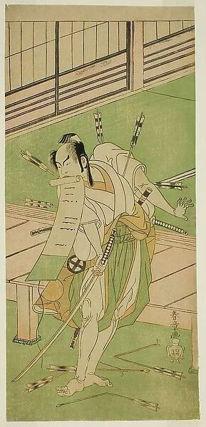 The Actor Otani Hiroji III as a White Fox Disguised as Ukishima Daihachi in the Play... c. 1770. Creator: Shunsho