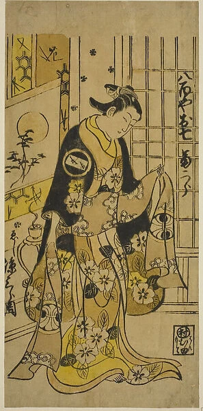 The Actor Segawa Kikujiro I as Oshichi in the play 'Shochikubai Kongen Soga, 'performed... 1732. Creator: Nishimura Shigenobu