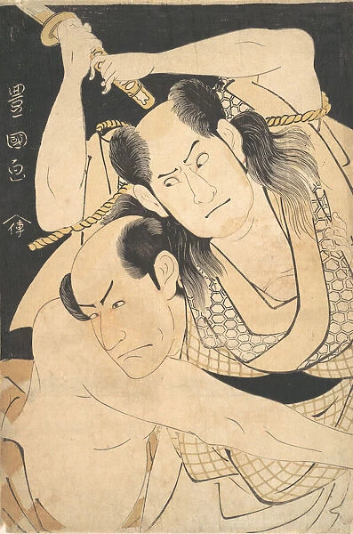 The Actors Sawamura Sojuro III holding Sword Aloft, and Arashi Shichigoro III as Fight