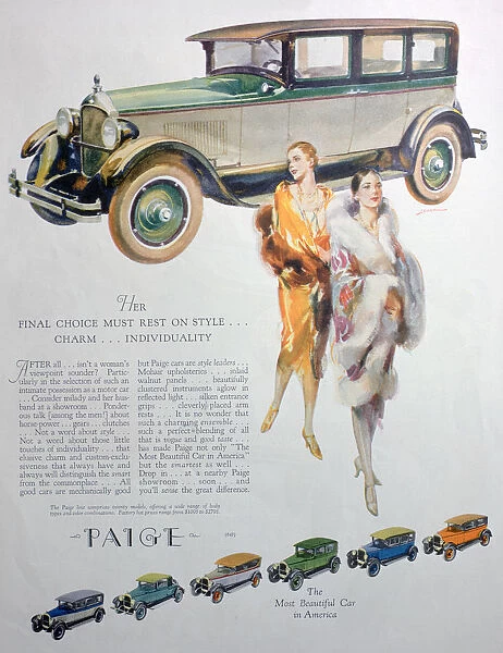 Advert for Paige motor cars, 1927
