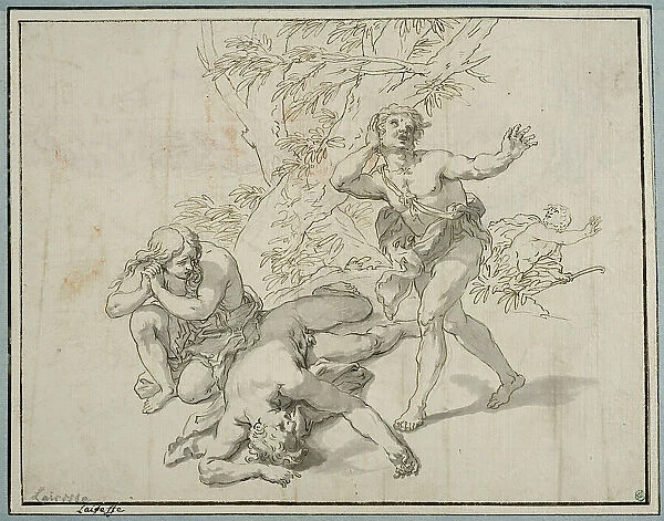 Adam and Eve at Abel's dead body. Creator: Gerard de Lairesse