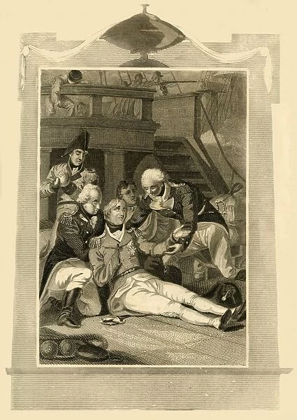 Admiral Lord Nelson mortallly wounded on the Victory at the Battle of Trafalgar, (1805), 1816
