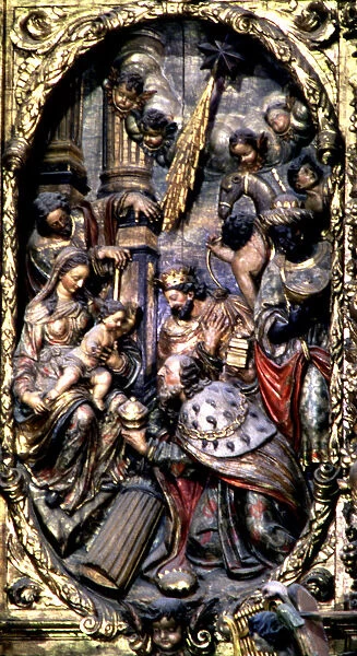 Adoration of the Magi, detail of the altarpiece in the church of Santa Maria of Arenys de Mar