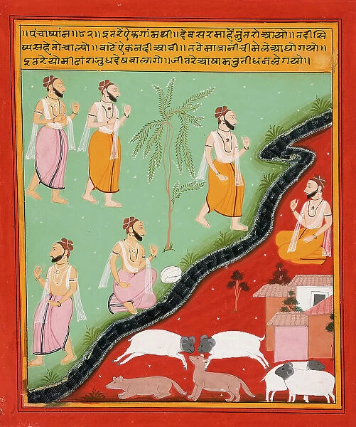 Adventures of Two Travelling Priests, Folio from a 'Panchakhyana' (Jain Recensio... c1725. Creator: Unknown. Adventures of Two Travelling Priests, Folio from a 'Panchakhyana' (Jain Recensio... c1725. Creator: Unknown)