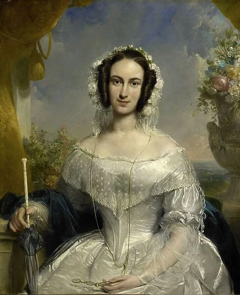 Agatha Petronella Hartsen (1814-1878) wearing her wedding dress... 17 March 1841, (1841). Creator: Jan Willem Pieneman