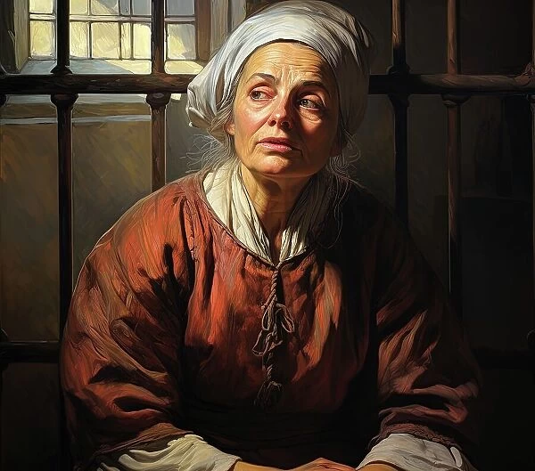 AI IMAGE - Portrait of Martha Corey in her prison cell, Salem, 1692, (2023). Creator: Heritage Images