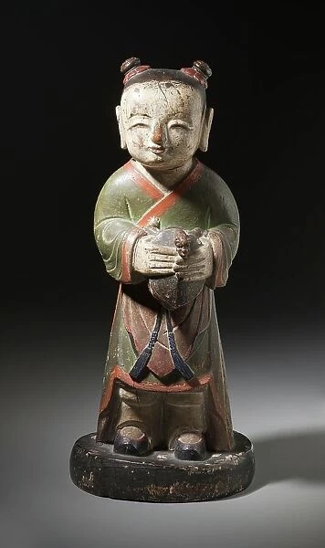 Altar Attendant (Tongja) Holding a Turtle (image 1 of 4), 18th century. Creator: Unknown