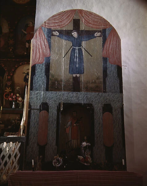 Side altar in the church dedicated to San Lorenzo and San Felipe de Jesus, Trampas, New Mexico, 1943 Creator: John Collier