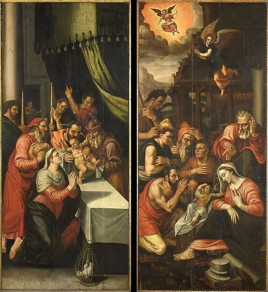 Altarpiece Wing with the Circumcision. On the outside are John the Baptist with the Lamb of God, c.1 Creator: Anon
