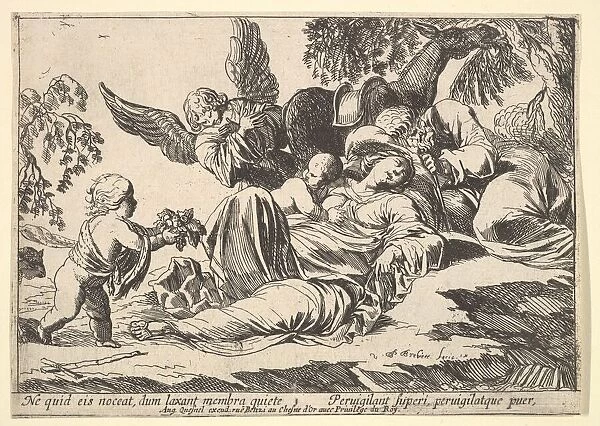 Angels Giving Fruit to the Sleeping Holy Family, 1610-42. Creator: Pierre Brebiette