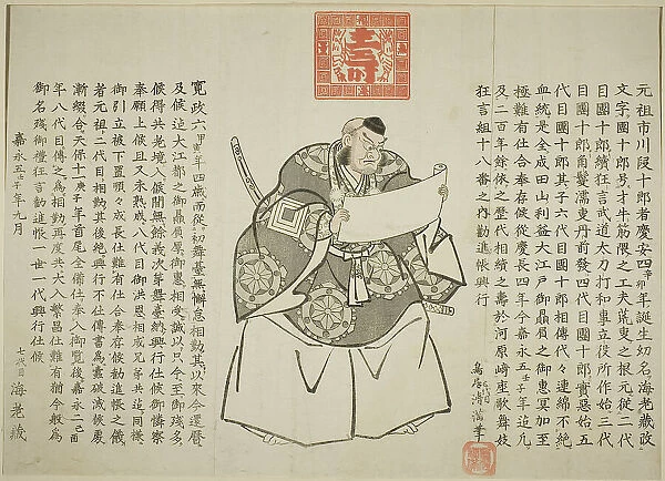 Announcement of performance of Kanjincho by Ichikawa Danjuro VIII to celebrate... 1852. Creator: Torii Kiyomitsu II