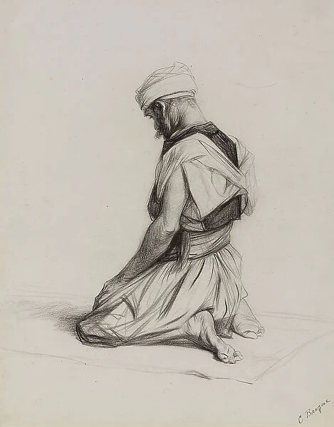Arab Kneeling in Prayer, c1875. Creator: Charles Bargue