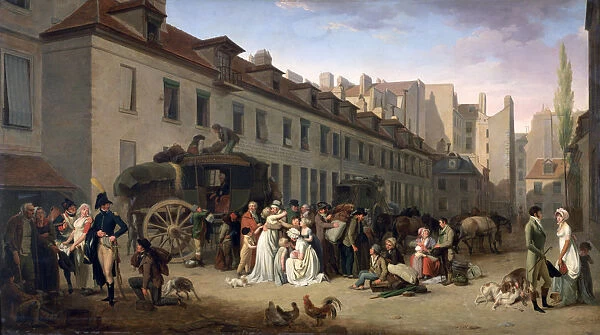 The Arrival of a Stagecoach at the Terminus, rue Notre-Dame-des-Victoires, Paris, 1803, 1803-1845. Artist: Louis Leopold Boilly