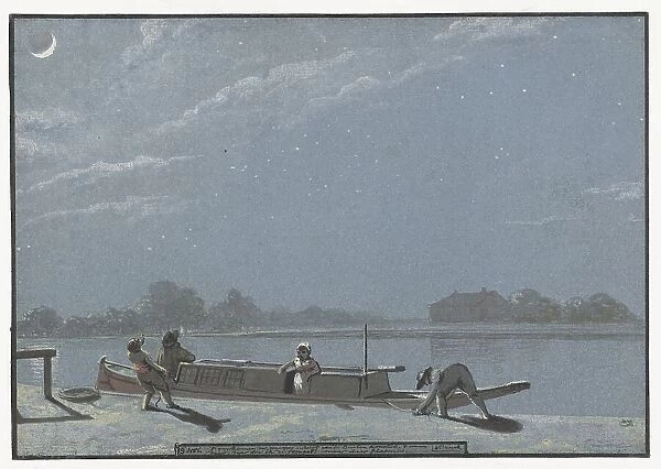 The arrival of the Weesper Schuit on the Buiten Amstel (Diary, November 19), 1805-1808. Creator: Christiaan Andriessen