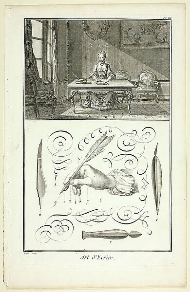 Art of Writing, from Encyclopédie, 1760. Creator: A. J. Defehrt