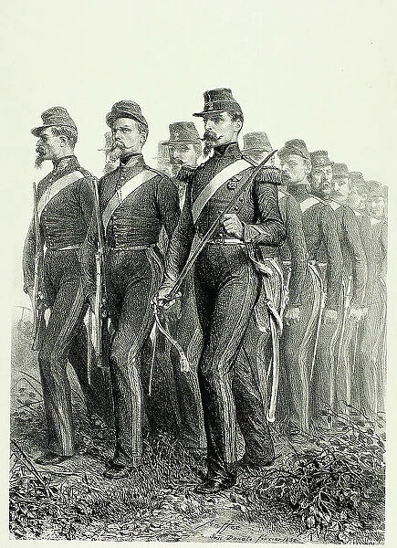 Artillery men, from Souvenirs d'Italie: Expédition de Rome, 1858. Creator: Auguste Raffet