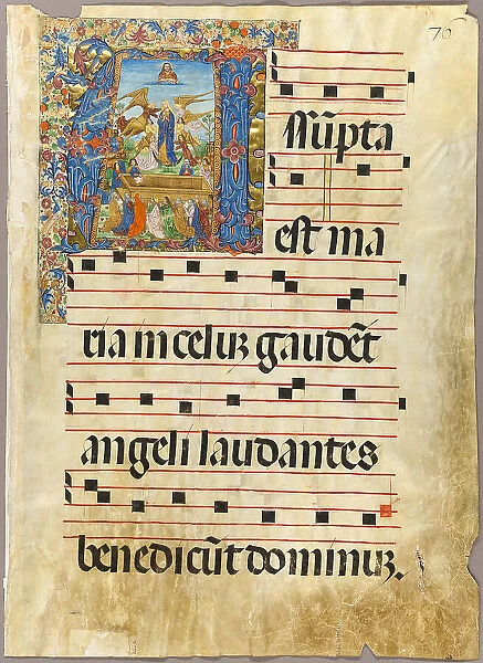 The Assumption of the Virgin in a Historiated Initial from a Gradual, c.1500. Creator: Unknown