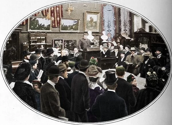 Auction in progress at Phillips auctioneers, London, c1901 (1901)