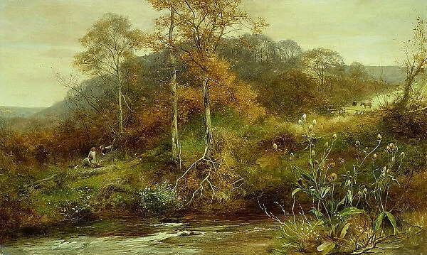 Autumn River Scene, The Brook, 1889. Creator: David Bates