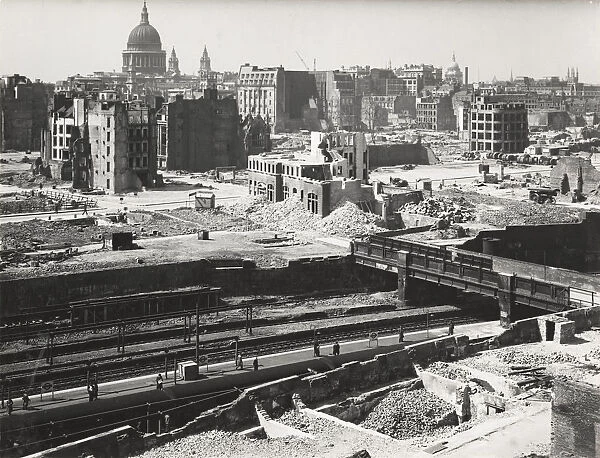 The Barbican area of the City of London, World War II, 1942. Artists: Arthur Cross