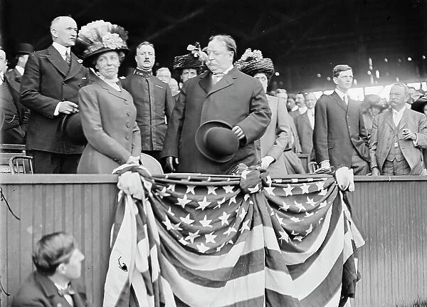 Baseball, Professional - President And Mrs. Taft; General Clarence Edwards, 1910. Creator: Harris & Ewing. Baseball, Professional - President And Mrs. Taft; General Clarence Edwards, 1910. Creator: Harris & Ewing