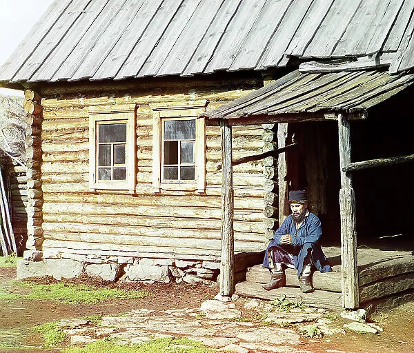 Bashkir near his house, Ekhia, 1910. Creator: Sergey Mikhaylovich Prokudin-Gorsky