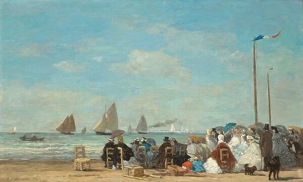 Beach Scene at Trouville, 1863. Creator: Eugene Louis Boudin