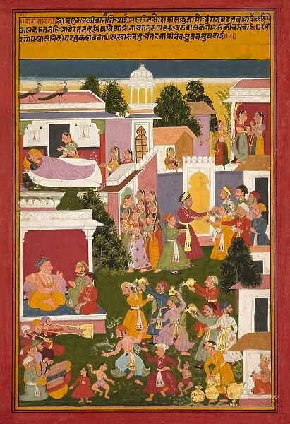 The Birth of Krishna, from a Sursagar of Surdas, c. 1700. Creator: Unknown
