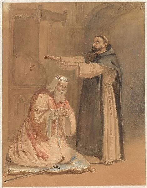 The Blessing of a King by a Monk, 1860. Creator: Ferdinand Ernst Lintz
