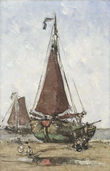 Bluff-bowed Fishing Boat on the Beach, c.1880-c.1906. Creator: Johannes Barnardus Antonius Maria Westerwoudt
