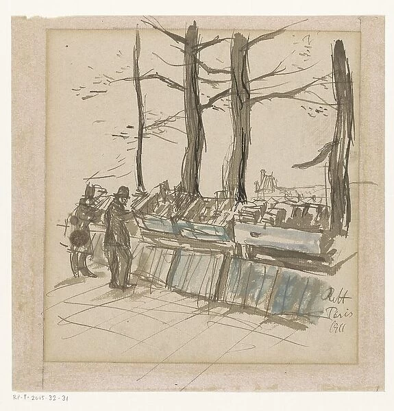 Bookstalls on a quay in Paris, 1911. Creator: Rolf von Hoerschelmann