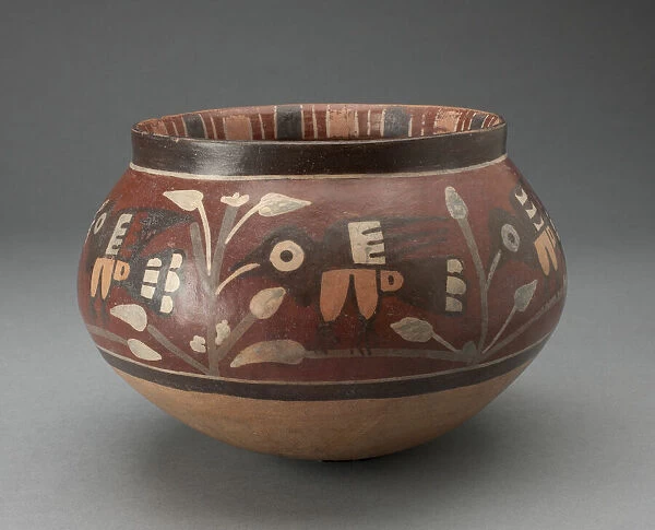 Bowl Depicting Birds and Flowers, 180 B. C.  /  A. D. 500. Creator: Unknown